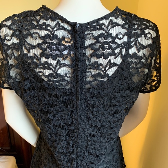 BHS Black Lace mini Dress just over the Knee satin spagetti lining dress US 12 - Picture 3 of 16
